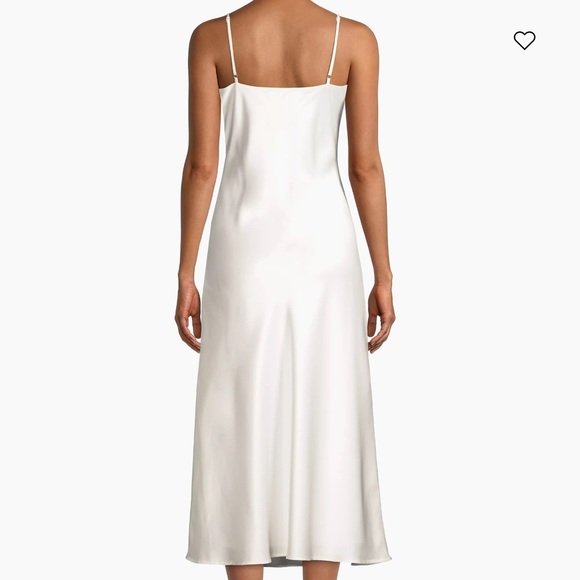 Revolve Feather Trim White Satin Maxi Dress - Picture 5 of 6